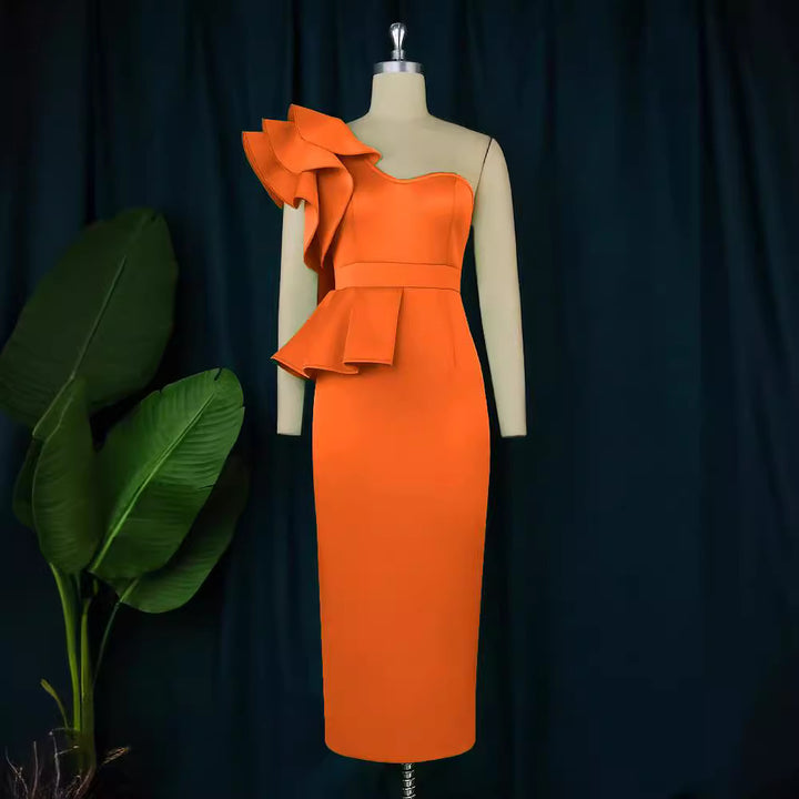 Damen Figurbetontes Kleid mit asymmetrischem Volant Echo Archiv