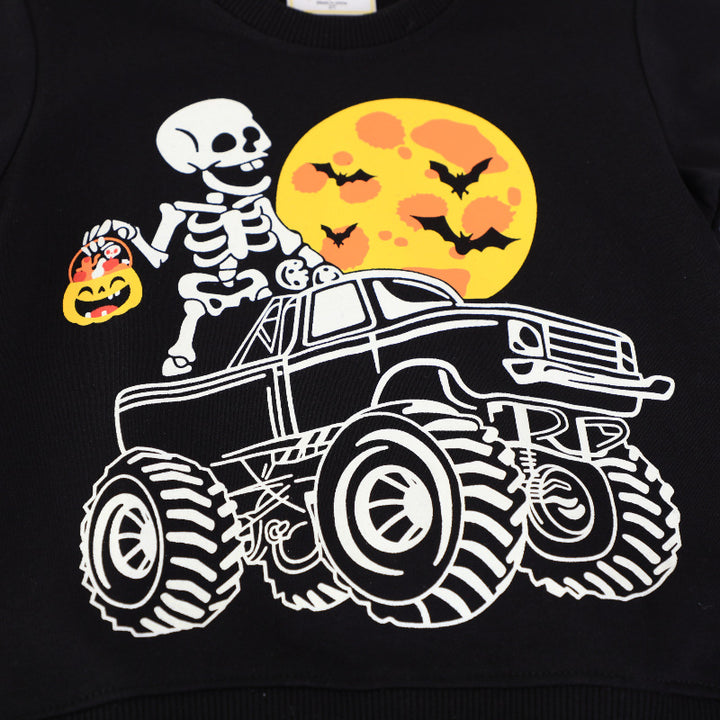 Jungen Sweatshirt mit gruseligem Skelett-Motiv Echo Archiv