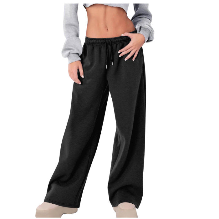 Damen weite High-Waist Relaxhose mit Kordelzug und verdeckten Seitentaschen – Avélisse