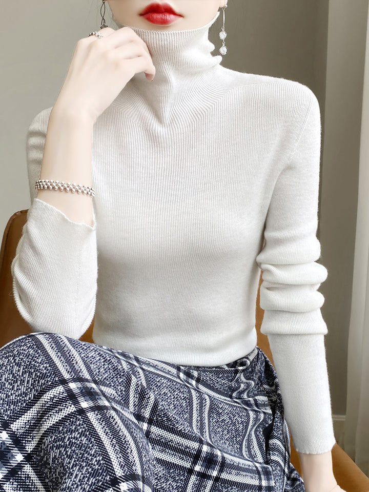Damen Schmaler Rollkragen-Feinstrickpullover mit elastischer Rippenstruktur und minimalistischer Silhouette Echoarchiv