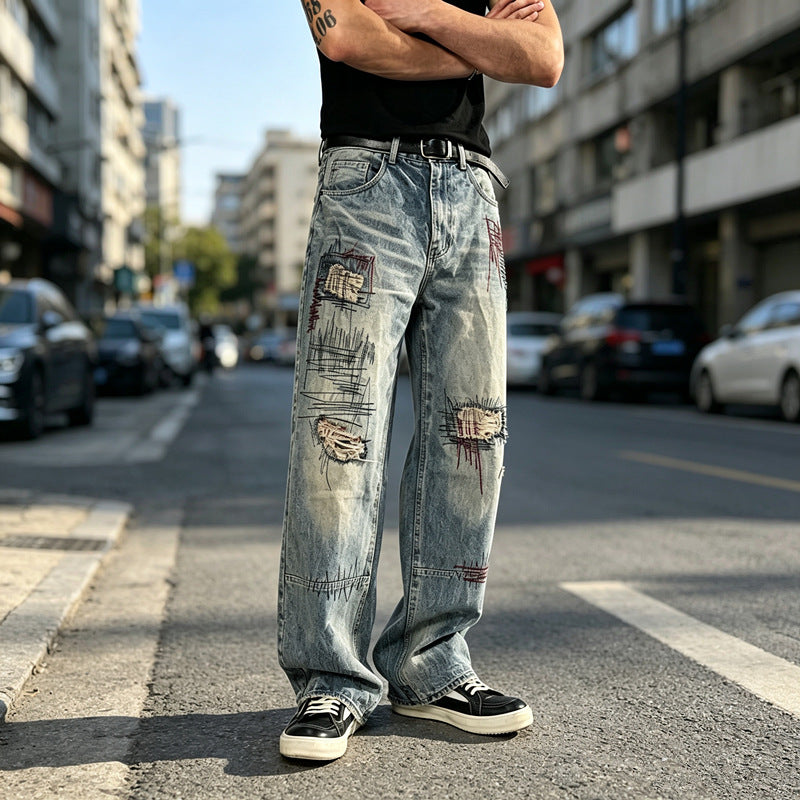 Herren lockere Denim-Jeans im Used-Look Echoarchiv