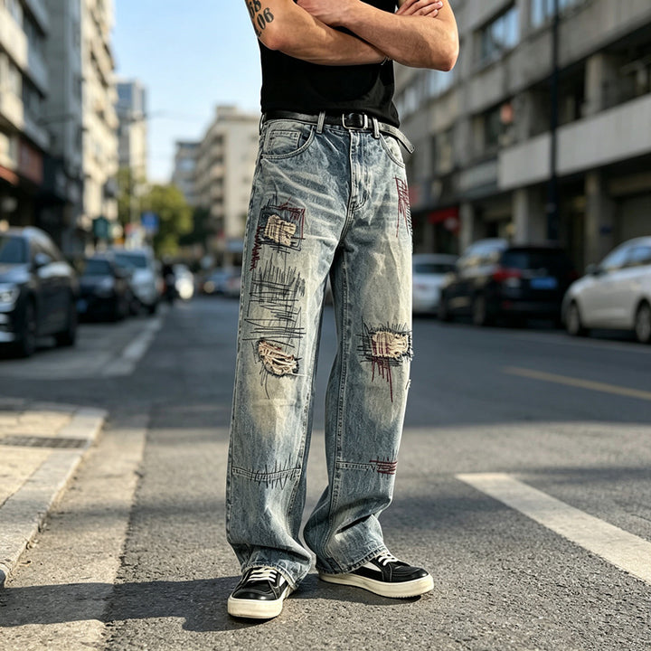 Herren lockere Denim-Jeans im Used-Look Echoarchiv
