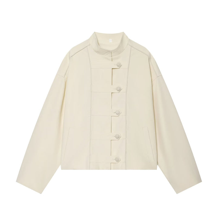 Damen Boxy-Jacke mit Stehkragen und dekorativer Knebelknopfleiste Echo Archiv