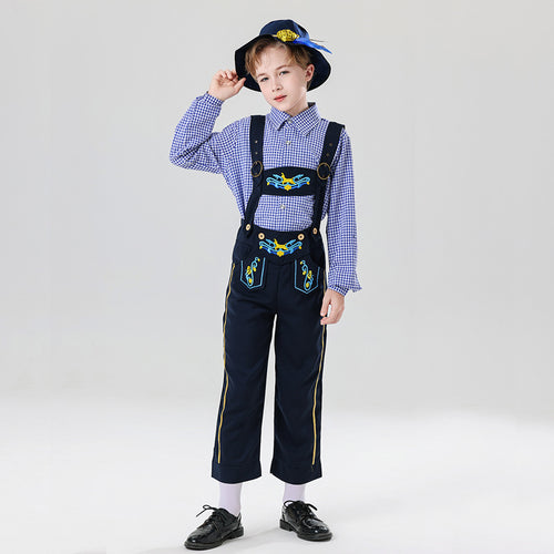 Herren nan bestickte Kindertracht Latzhose mit verstellbaren Hosenträgern und Kontrastnähten Echo Archiv