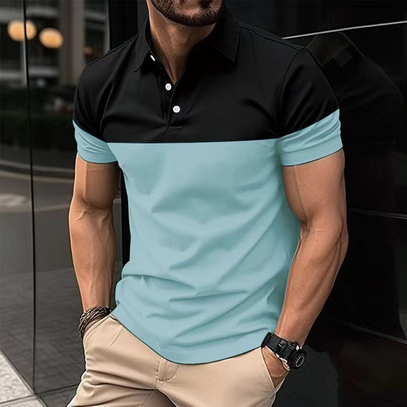 Herren Polo-Shirt mit moderner Farbblockgestaltung Echoarchiv