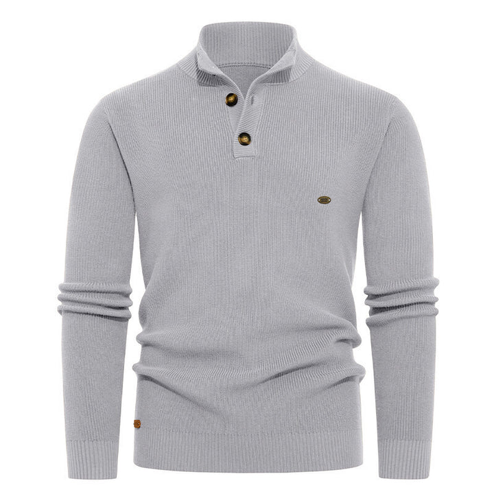 Herren Strickpullover mit Knopfdetails und modernem Stehkragen Echoarchiv