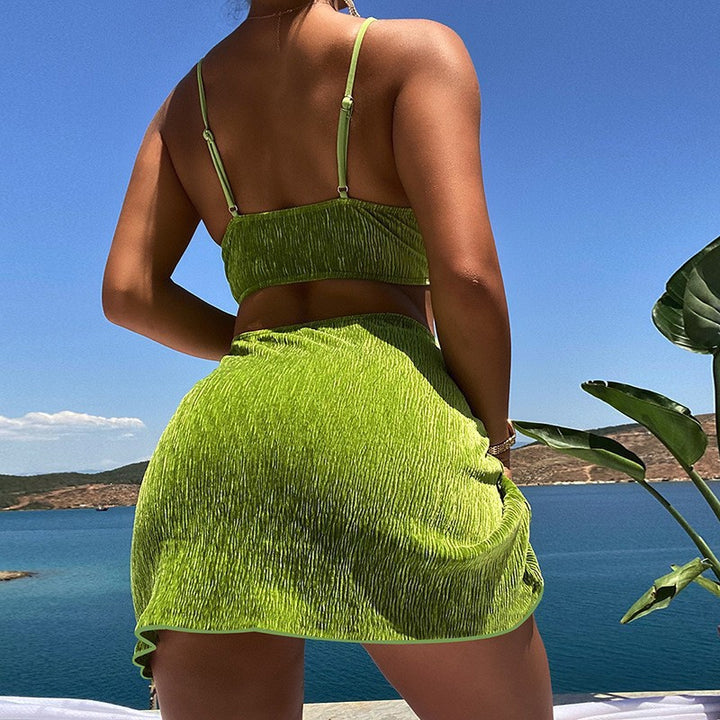 Damen Triangel-Bikini-Set mit Rüschendesign und modischem Rock Echo Archiv