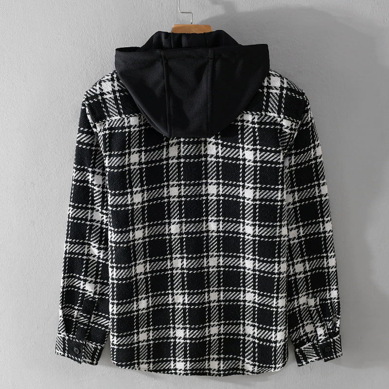 Herren Karierter Overshirt mit gesteppter Kapuze und Thermofutter Echoarchiv
