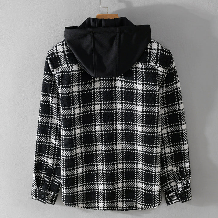 Herren Karierter Overshirt mit gesteppter Kapuze und Thermofutter Echoarchiv