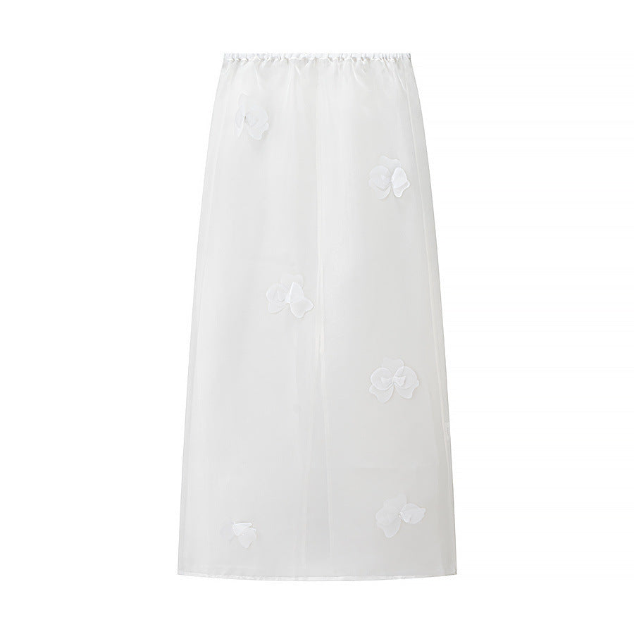 Damen Transparenter Organza-Unterrock mit elastischem Bund und 3D‑Blütenapplikation Echo Archiv