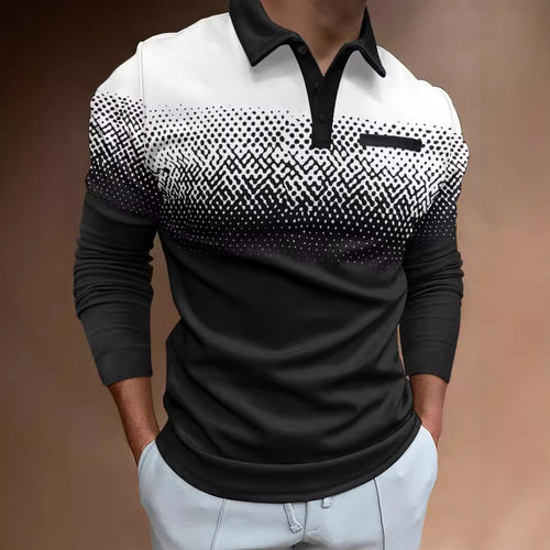 Herren Poloshirt mit einzigartigem Digitaldruck und komfortablem Langarmdesign Echoarchiv