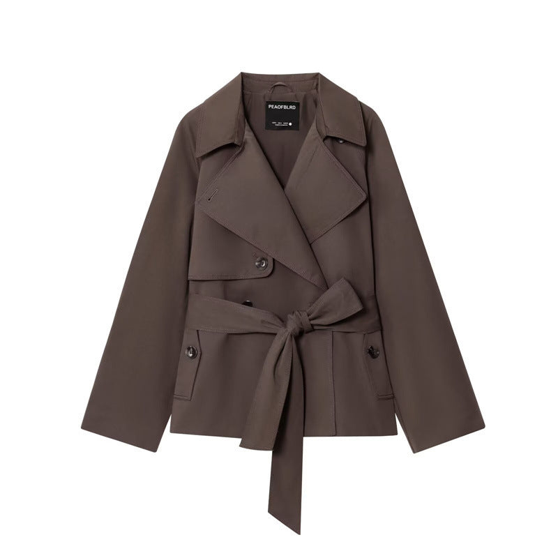 Damen Gekürzte Trenchjacke mit Schalkragen, Bindegürtel und Pattentaschen Echo Archiv