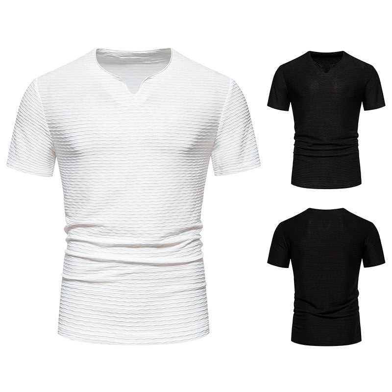 Herren Kurzarm T-Shirt mit strukturiertem Wellenmuster Echoarchiv