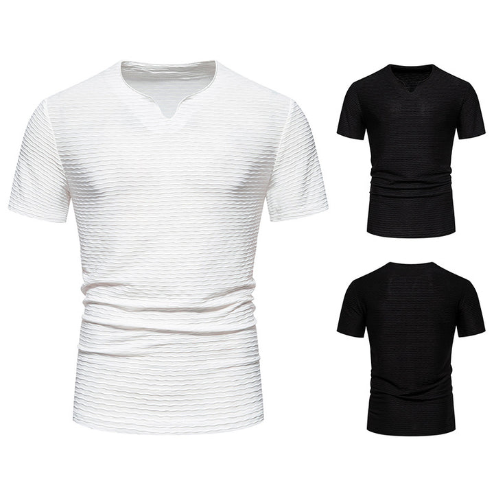 Herren Kurzarm T-Shirt mit strukturiertem Wellenmuster Echoarchiv