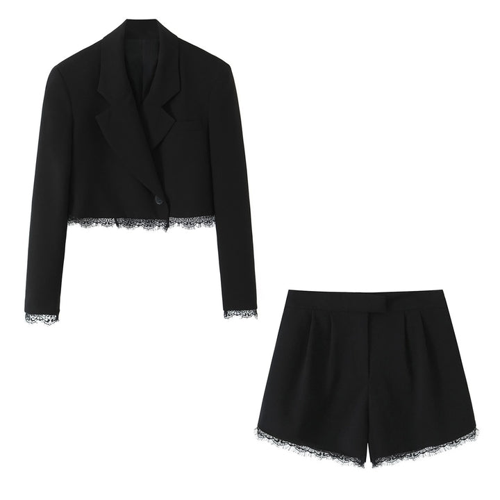Damen Kurzblazer mit Spitzenbesatz und taillierter Cropped-Silhouette Echo Archiv