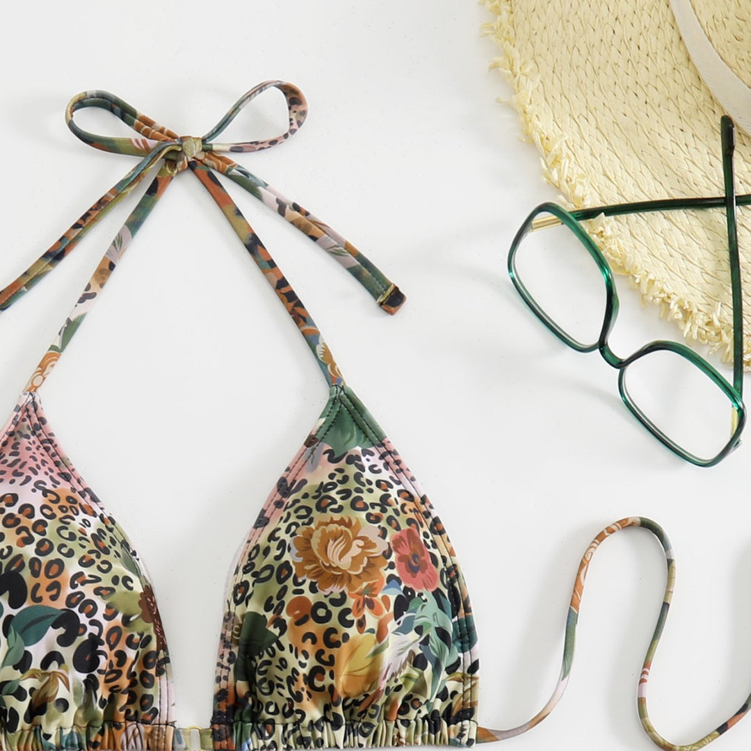 Damen Triangel-Bikini mit floralem und animalischem Design Echo Archiv