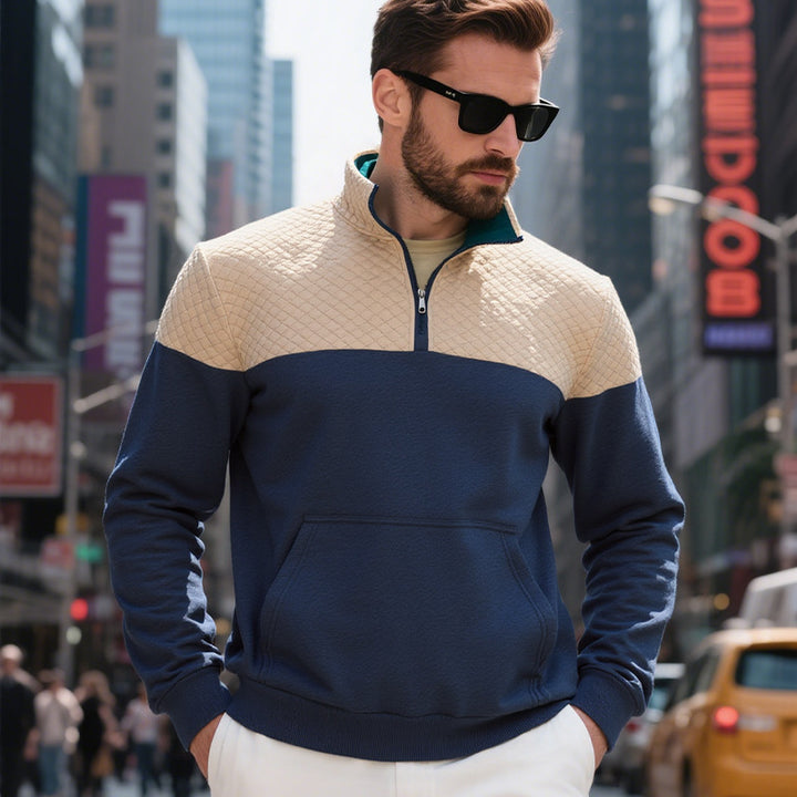 Herren lässiger Sweatpullover mit halbem Reißverschluss und gepolstertem Oberteil Echoarchiv