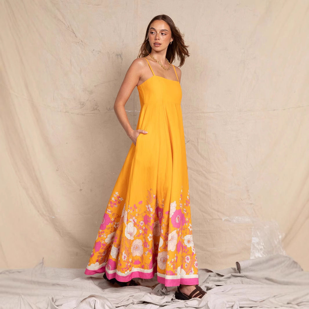 Damen Maxikleid mit floralem Design und eleganten Spaghettiträgern Echo Archiv