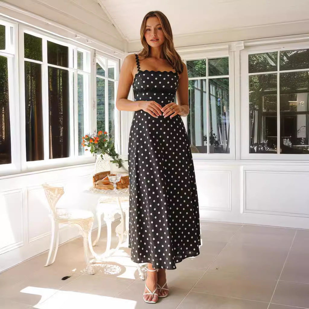 Damen Maxikleid mit Spitze und verspieltem Polka-Dot-Muster Echo Archiv