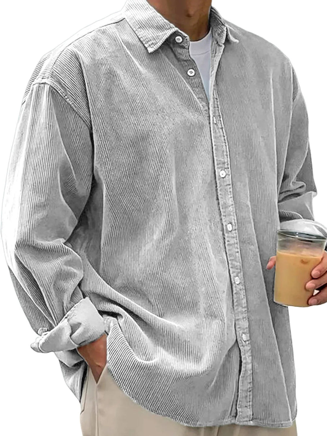 Herren nan oversized Cordhemd mit feiner Breitcord-Struktur und entspannter Silhouette Echo Archiv