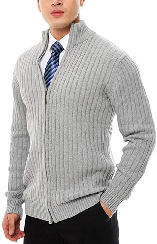 Herren Sportliche Strickjacke mit Reißverschluss und erhöhtem Kragen Echoarchiv