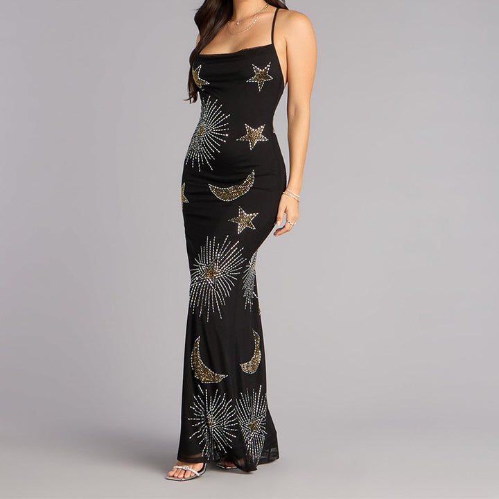 Damen Glamouröses Abendkleid mit schimmernden Pailletten und fantasievollem Design Echo Archiv