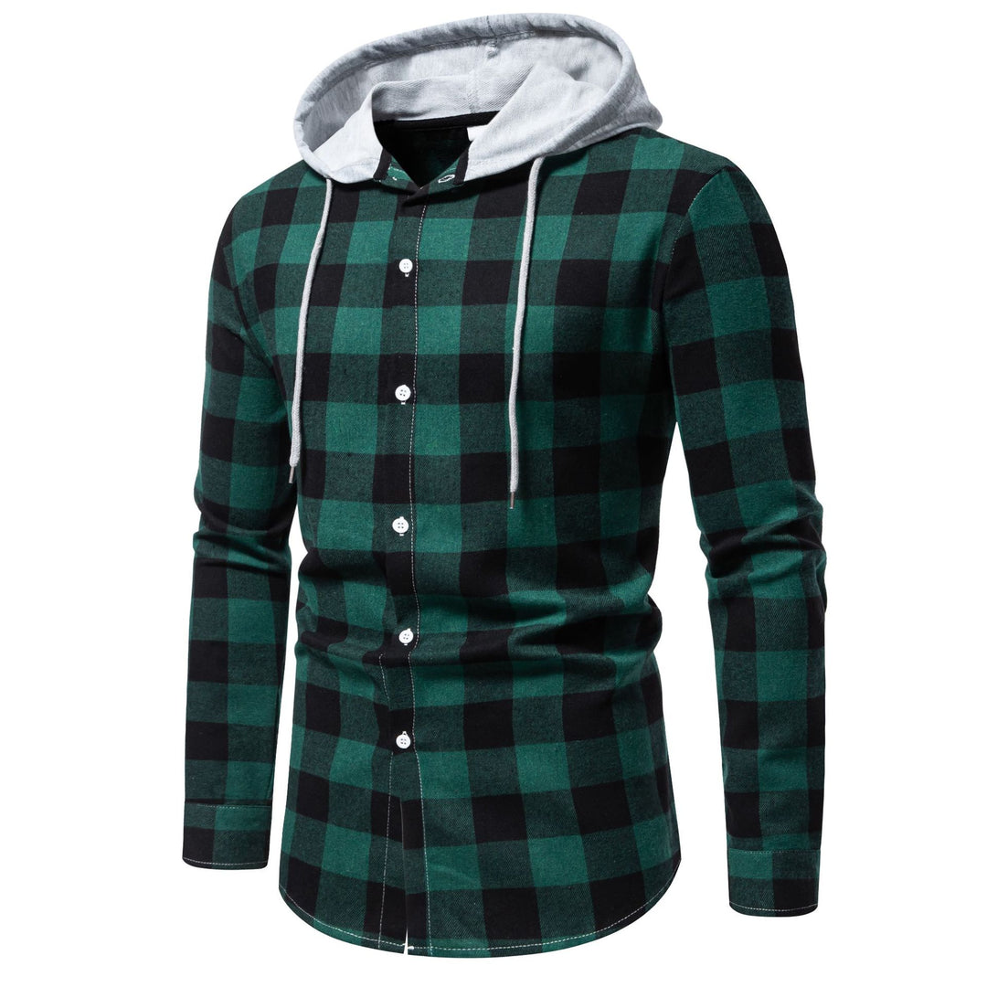 Herren Karo-Hemdjacke mit Kapuze und modernem Schnitt Echoarchiv