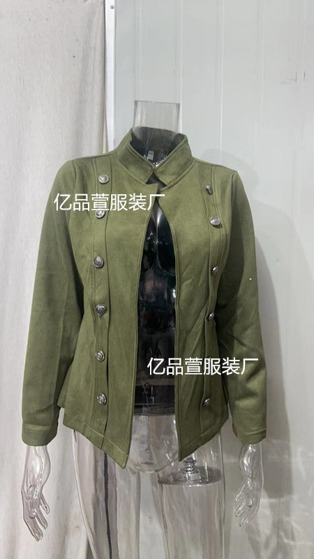 Damen nan taillierte Militärjacke mit Stehkragen und doppelter Knopfleiste Echo Archiv