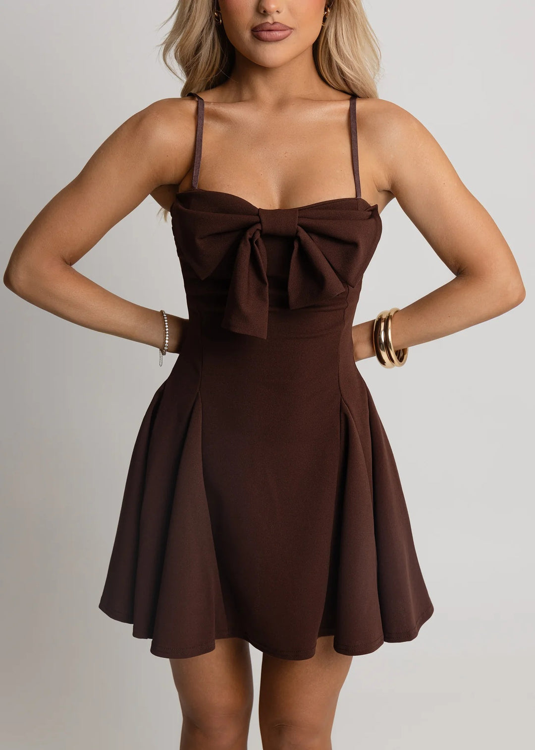 Damen Freizeitkleid mit dekorativem Schleifen-Detail und schwingendem Rock Echo Archiv
