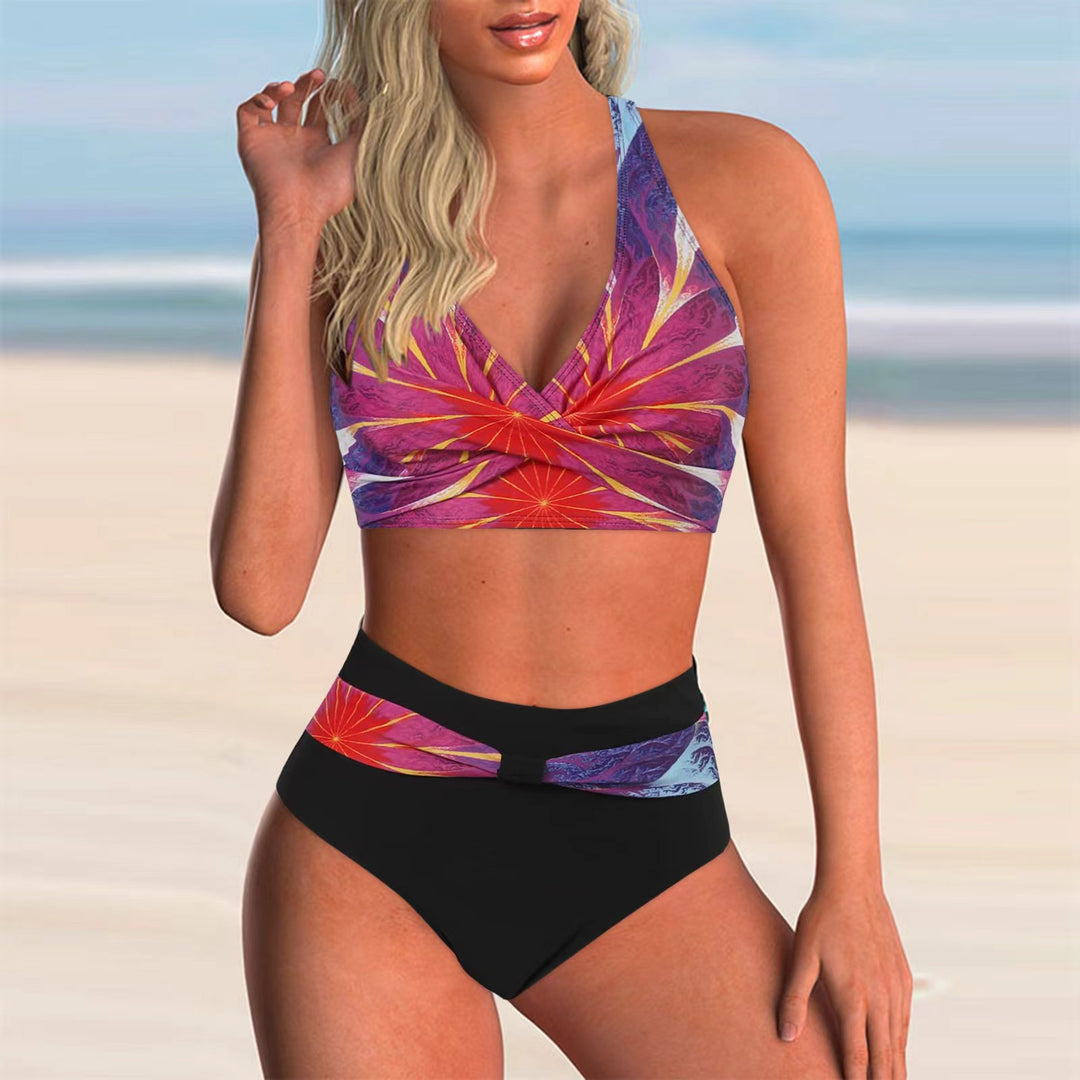 Damen Hochtailliertes Bikini-Set mit elegantem Wickeloberteil Echo Archiv