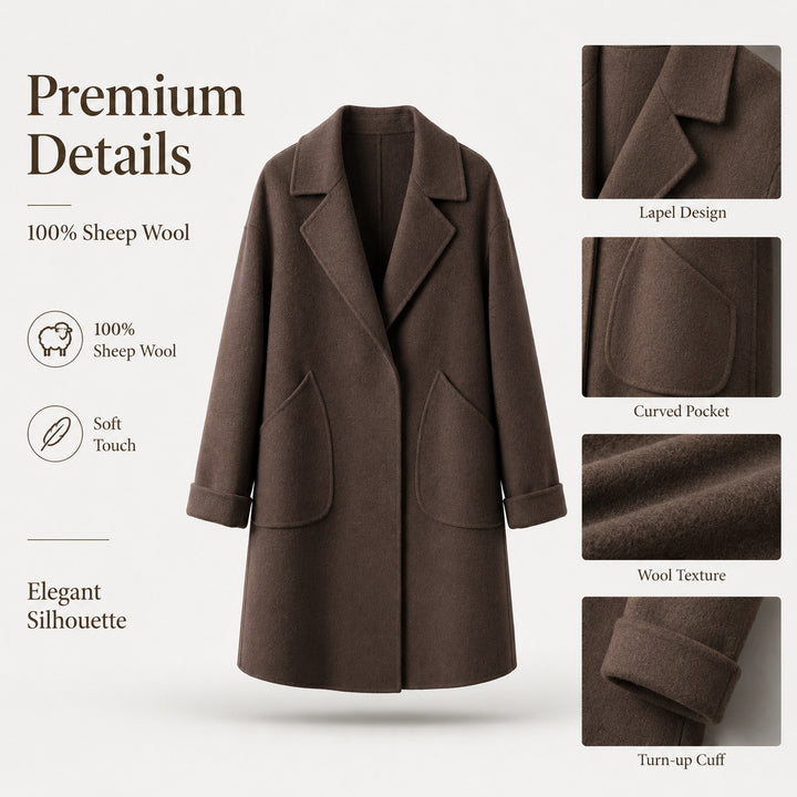 Damen Eleganter Wollmantel mit weit geschnittenem Design Echo Archiv