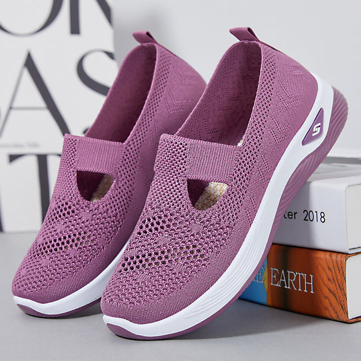 Damen nan leichter gestrickter Slipper-Sneaker mit elastischem Mittelriemen und ergonomischer Memory-Komfortsohle Echo Archiv