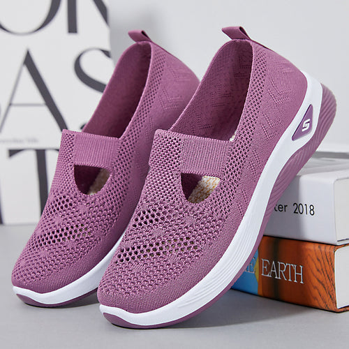 Damen nan leichter gestrickter Slipper-Sneaker mit elastischem Mittelriemen und ergonomischer Memory-Komfortsohle Echo Archiv