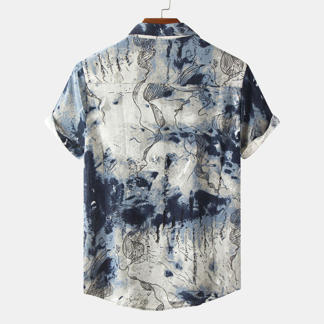 Herren Kurzarmhemd mit kreativem Aquarelldesign Echoarchiv