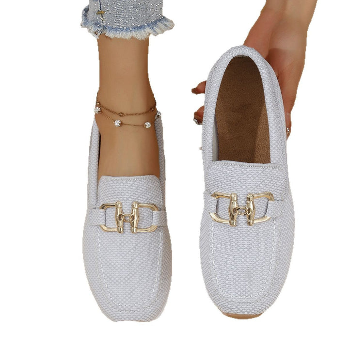 Damen  elegante Slipper Loafer mit gepolsterter Innensohle und dekorativer Metallapplikation Echo Archiv