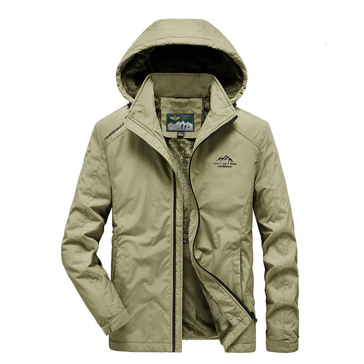 Herren Outdoorjacke mit Plüsch-Innenfutter, verstellbarer Kapuze und winddichter Front Echo Archiv
