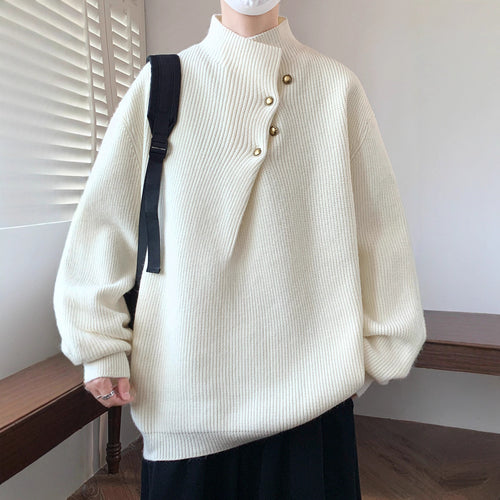 Herren Oversize-Rippenpullover mit asymmetrischem Knopfkragen Echo Archiv