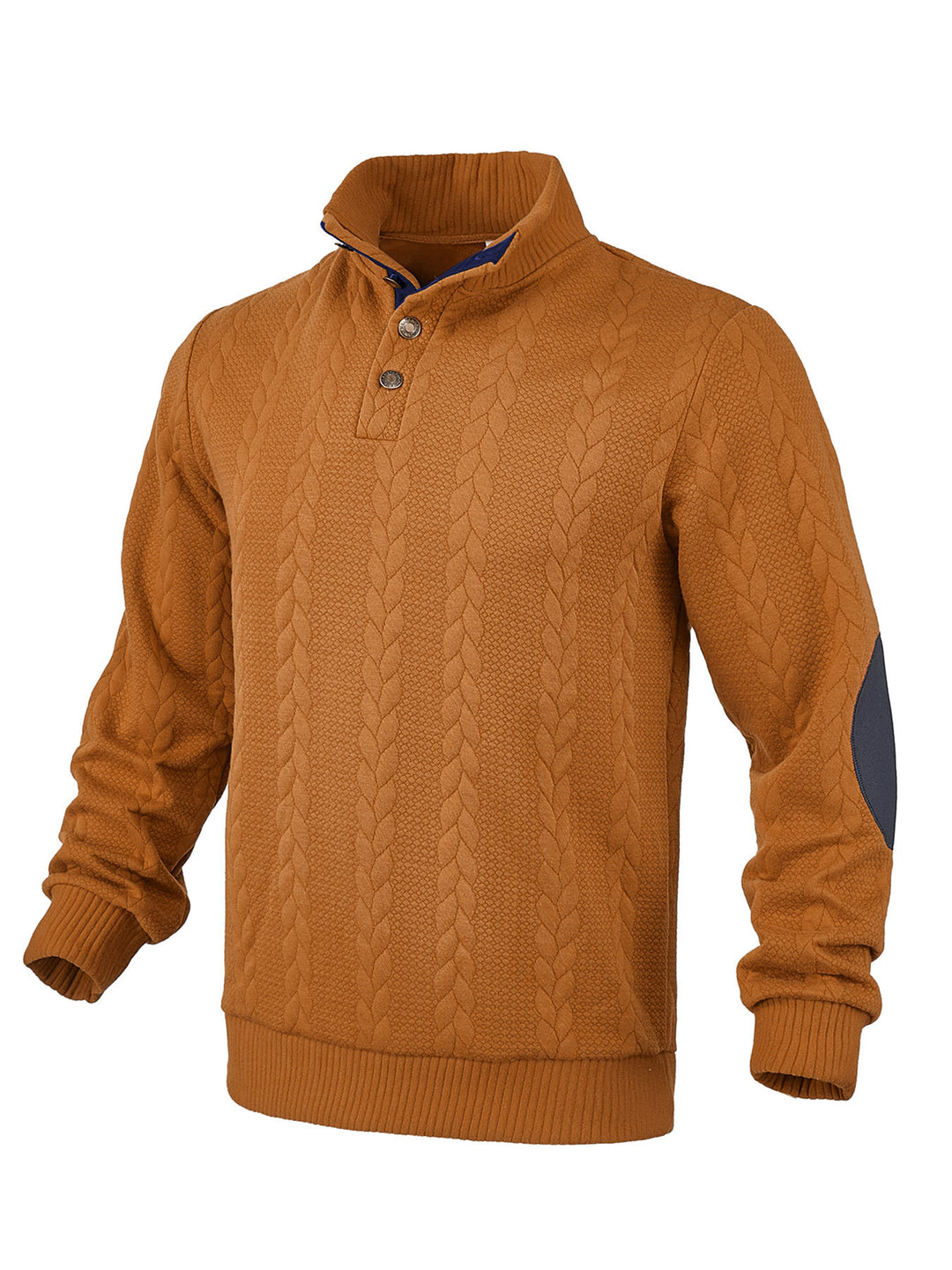 Herren Pullover mit strukturierter Oberfläche und modischen Lederakzenten Echoarchiv