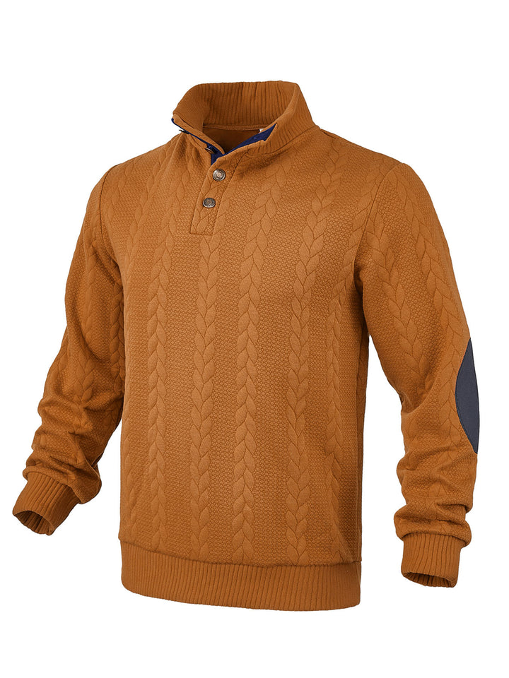 Herren Pullover mit strukturierter Oberfläche und modischen Lederakzenten Echoarchiv