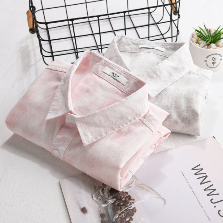 Herren Leichtes Baumwoll-Overshirt mit dezenter Batikoptik, Brusttaschen und Relaxed-Fit Echoarchiv