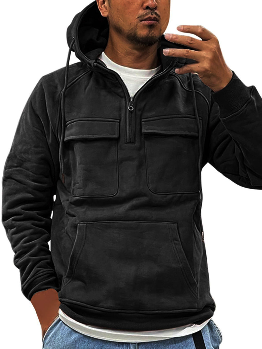 Herren Outdoor-Pullover mit praktischen Taschen und hohem Kragen Echoarchiv