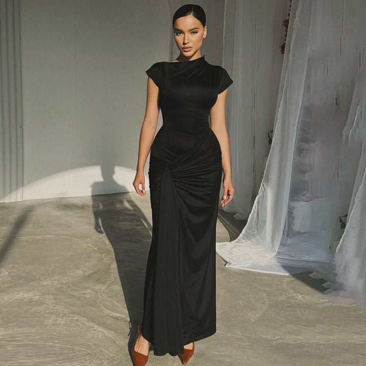 Damen Elegantes Maxikleid mit Drapierung und asymmetrischem Saum Echo Archiv