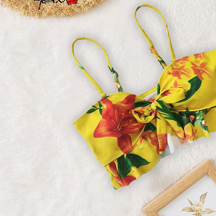 Damen Bikini-Set mit floralem Oberteil und lässigem Maxi-Rock Echo Archiv