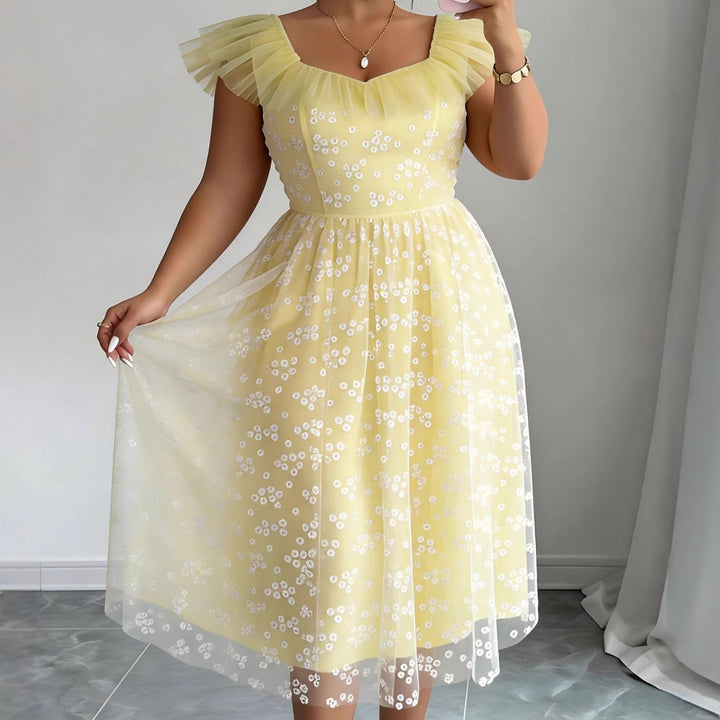 Damen festliches Blütenkleid mit voluminösen Tüllärmeln Echo Archiv
