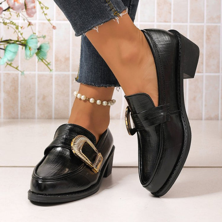 Damen Elegante Mokassins mit Goldschnalle Echo Archiv