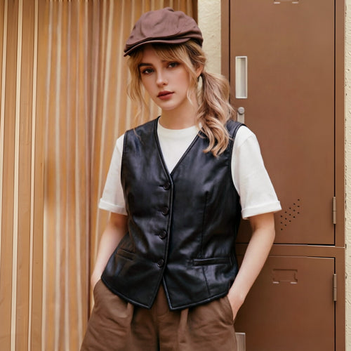 Damen Elegante Kunstlederweste Echo Archiv