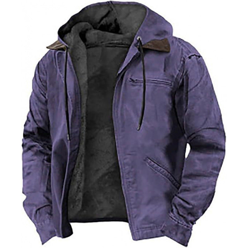 Herren Gefütterte Fieldjacke mit Kapuze und Sherpa-Futter – Taviero