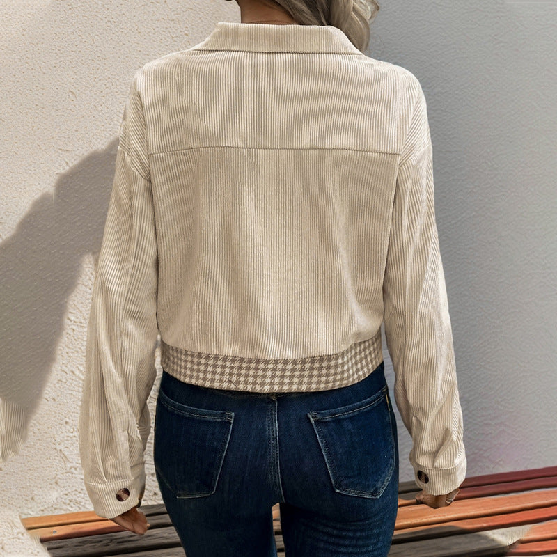 Damen Modische Cordjacke mit Karomuster Echo Archiv