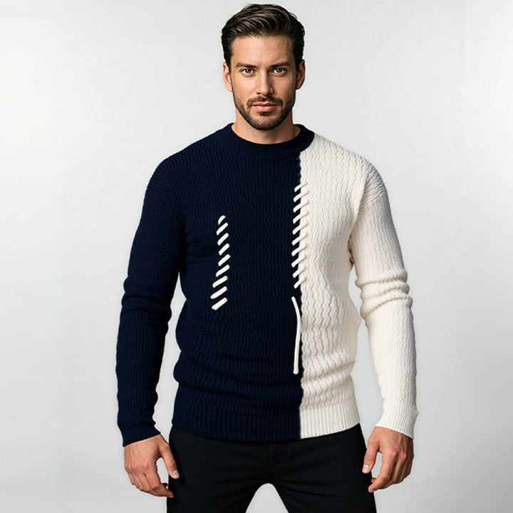 Herren Strickpullover mit modernem Struktur-Design und kontrastierenden Mustern Echoarchiv