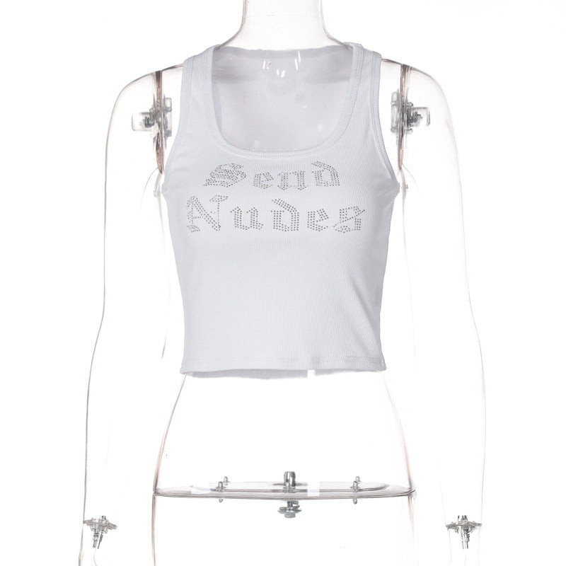 Damen Crop-Top mit funkelndem Schriftzug Echo Archiv